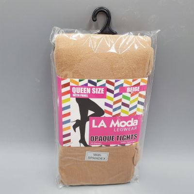 LA Moda Opaque Tights with Spandex in Beige Queen Size With Panel